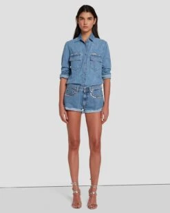 7 For All Mankind 7FAM X ADR Slouchy Shorts In Vibe Crystals