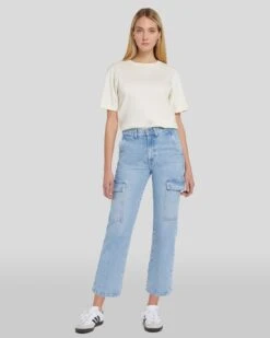 7 For All Mankind Logan Cropped Cargo Jean In Airwave