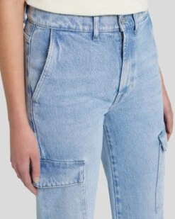 7 For All Mankind Logan Cropped Cargo Jean In Airwave -Sleek Fit Style 7U765C10 AWV 4