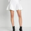 7 For All Mankind Denim Flounce Skirt In Brilliant White -Sleek Fit Style 7U828597 BW3 2