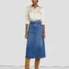 7 For All Mankind Denim Midi Skirt In Explorer -Sleek Fit Style 7U835C10 EPR 1