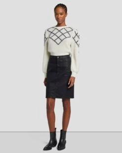 7 For All Mankind Coated Easy Pencil Skirt In Rabbit Hole