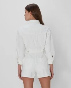 7 For All Mankind Surplus Romper In White 8 7 For All Mankind Surplus Romper In White -Sleek Fit Style 7U861795 WHT 03