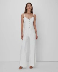 7 For All Mankind Bustier Jumpsuit In White -Sleek Fit Style 7U863595 WHT 05