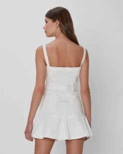 7 For All Mankind Surplus Flounce Dress In White -Sleek Fit Style 7U865595 WHT 03