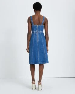 7 For All Mankind Beauty Denim Bustier Dress In Diana -Sleek Fit Style 7U880478 DID 4