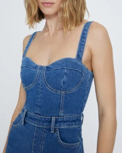 7 For All Mankind Beauty Denim Mega Flare Jumpsuit In Diana 8 7 For All Mankind Beauty Denim Mega Flare Jumpsuit In Diana -Sleek Fit Style 7U887478 DID 3