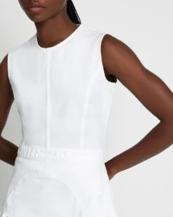 7 For All Mankind Denim Flounce Dress Mini In Brilliant White -Sleek Fit Style 7U888597 BW3 3