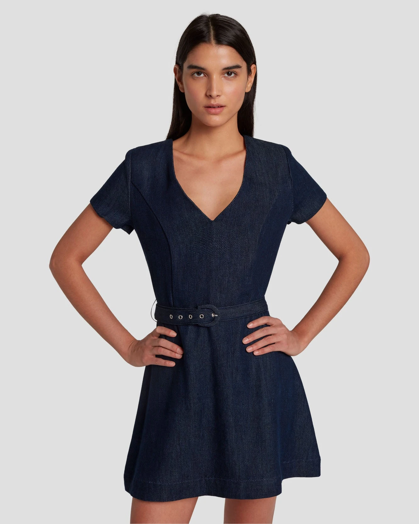 7 For All Mankind Denim Lustre Mod Dress In Dark Rinse 4 7 For All Mankind Denim Lustre Mod Dress In Dark Rinse - Image 2