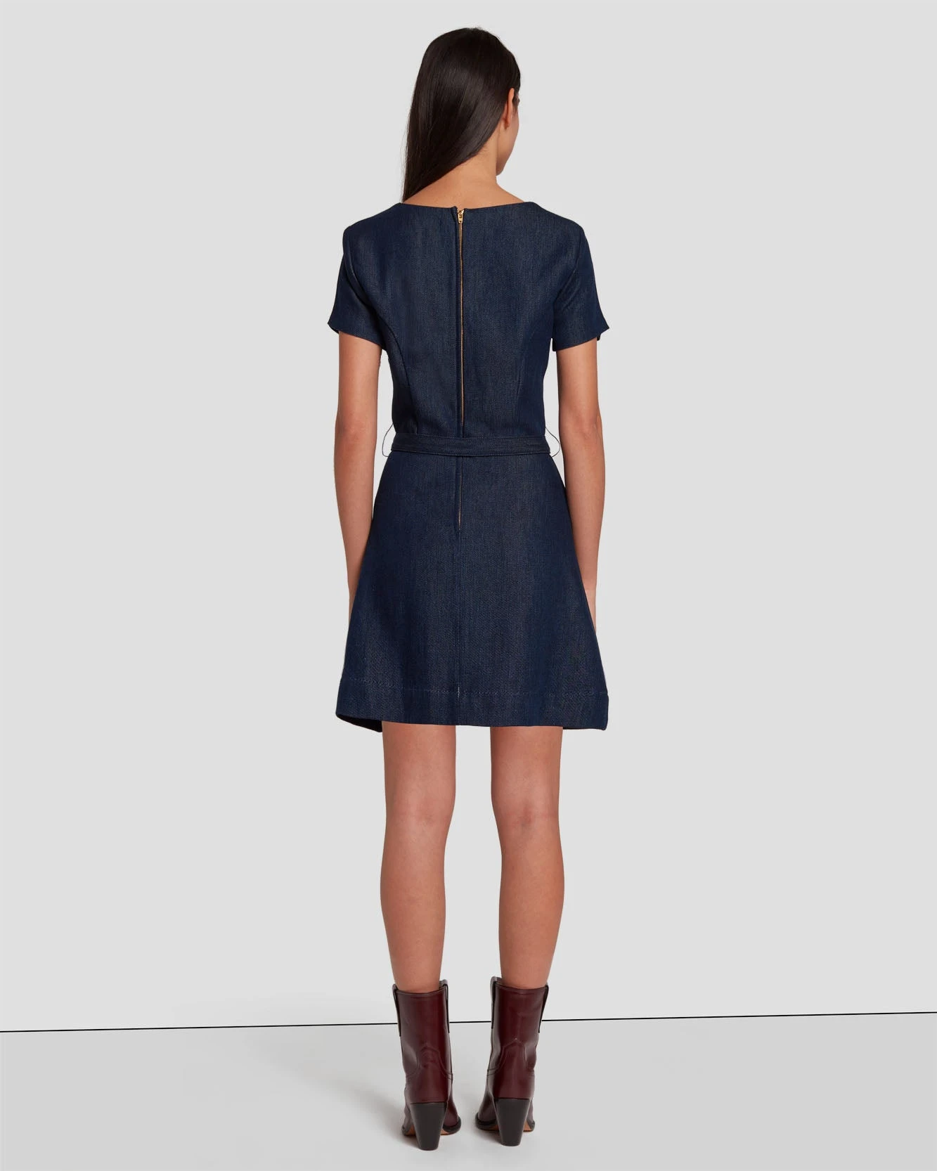 7 For All Mankind Denim Lustre Mod Dress In Dark Rinse 6 7 For All Mankind Denim Lustre Mod Dress In Dark Rinse - Image 4