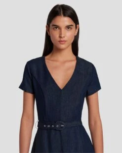 7 For All Mankind Denim Lustre Mod Dress In Dark Rinse 12 7 For All Mankind Denim Lustre Mod Dress In Dark Rinse -Sleek Fit Style 7U894C86 DR3 5