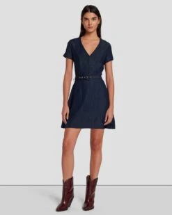 7 For All Mankind Denim Lustre Mod Dress In Dark Rinse 13 7 For All Mankind Denim Lustre Mod Dress In Dark Rinse -Sleek Fit Style 7U894C86 DR3 6