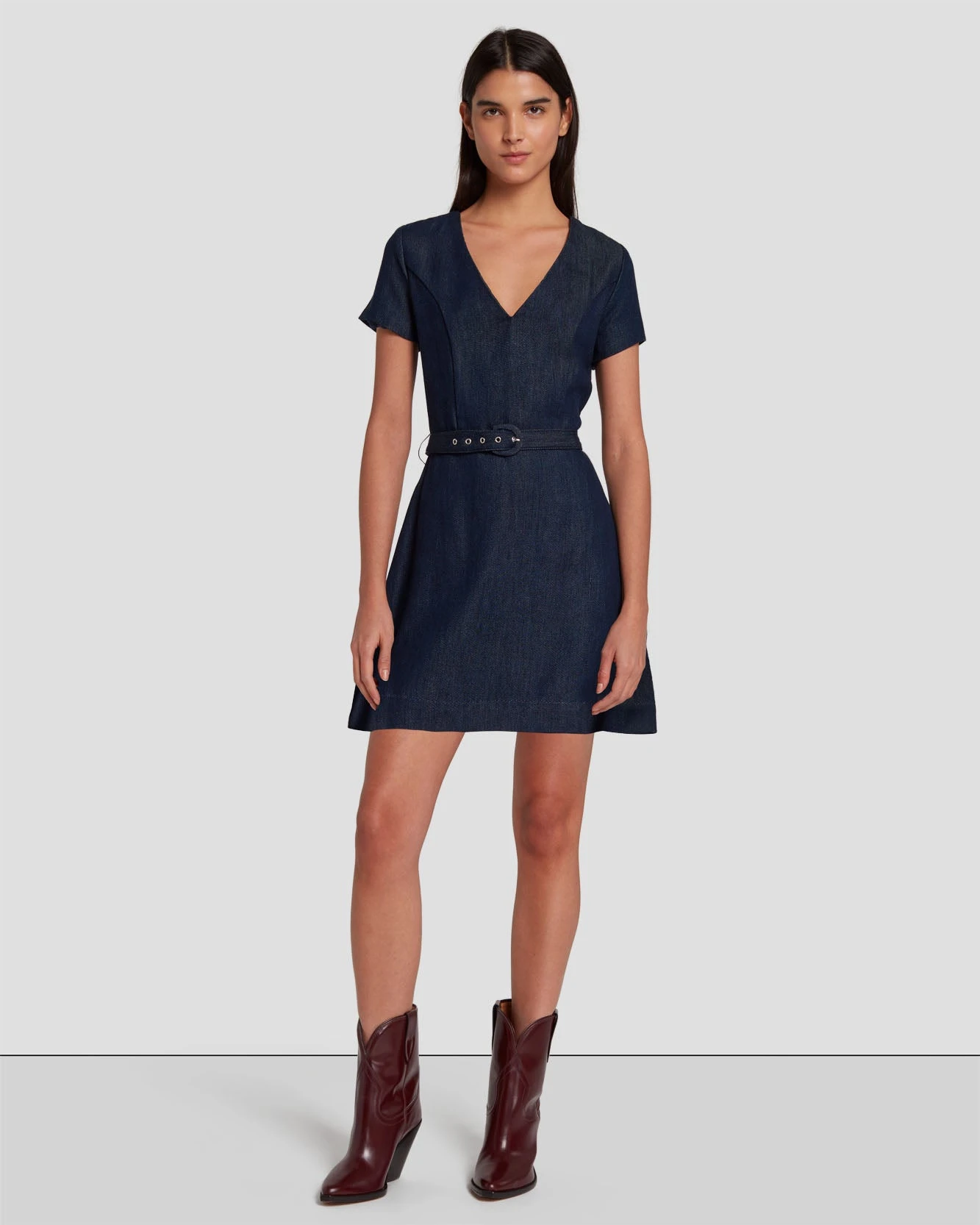 7 For All Mankind Denim Lustre Mod Dress In Dark Rinse 8 7 For All Mankind Denim Lustre Mod Dress In Dark Rinse - Image 6