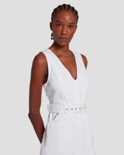 7 For All Mankind Pocket Dress In Brilliant White -Sleek Fit Style 7U897672 BW4 3