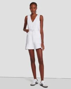 7 For All Mankind Pocket Dress In Brilliant White -Sleek Fit Style 7U897672 BW4 6