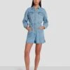 7 For All Mankind Denim Lustre Shortall In Volcan Blue
