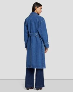 7 For All Mankind Tailored Denim Trench Coat In Calla 11 7 For All Mankind Tailored Denim Trench Coat In Calla -Sleek Fit Style 7U944855 LLA 4