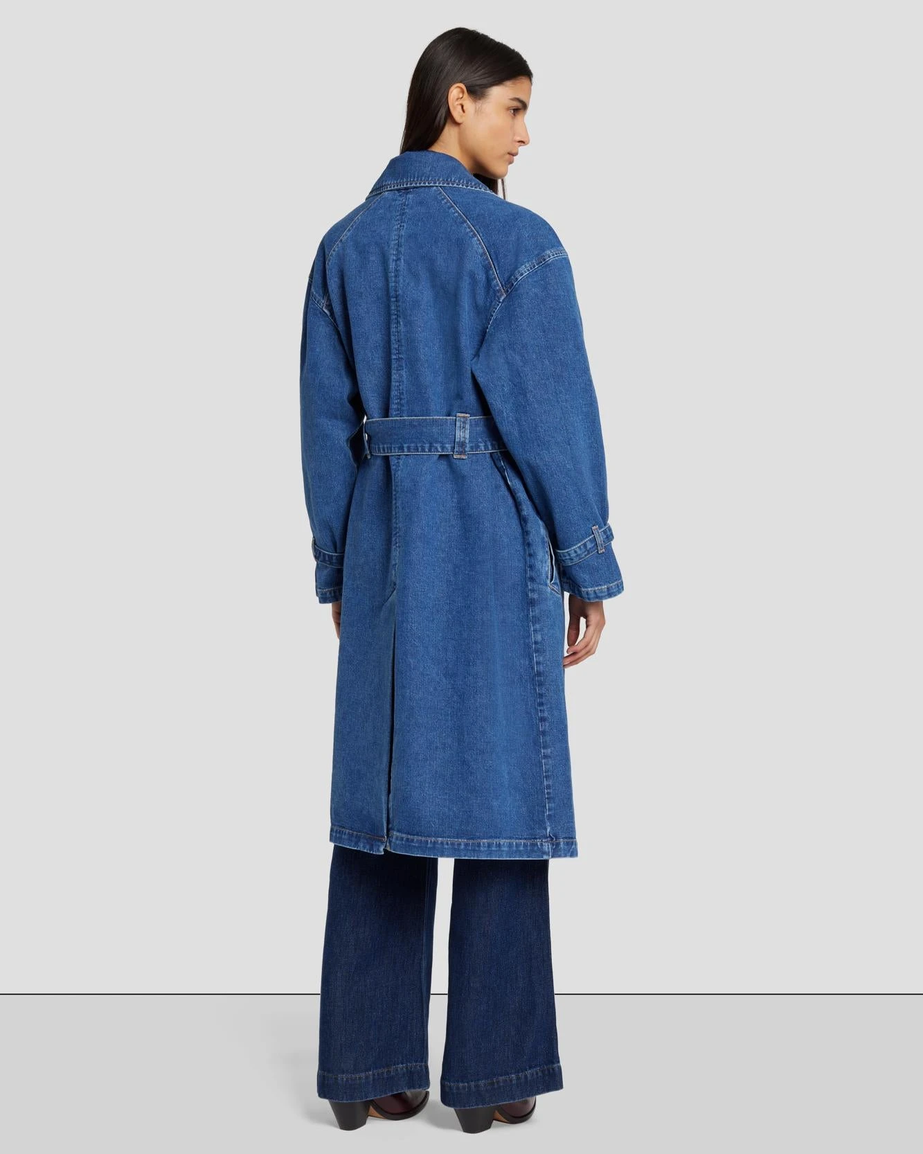 7 For All Mankind Tailored Denim Trench Coat In Calla 6 7 For All Mankind Tailored Denim Trench Coat In Calla - Image 4