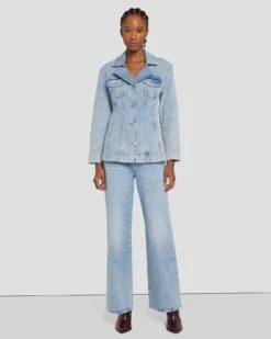 7 For All Mankind MANKIND Tailored Trucker Jacket In Ode To -Sleek Fit Style 7U945C10 OD2 2