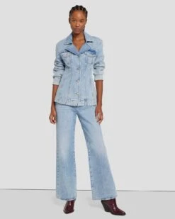 7 For All Mankind MANKIND Tailored Trucker Jacket In Ode To -Sleek Fit Style 7U945C10 OD2 6