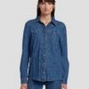 7 For All Mankind Western Denim Shirt In Dolly 2 7 For All Mankind Western Denim Shirt In Dolly -Sleek Fit Style 7U948C21 DOY 1