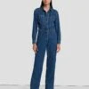 7 For All Mankind Western Denim Jumpsuit In Dolly -Sleek Fit Style 7U949C86 DOY 1