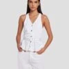 7 For All Mankind Denim Lustre Tailored Vest In Brilliant White -Sleek Fit Style 7U994786 BW0 1