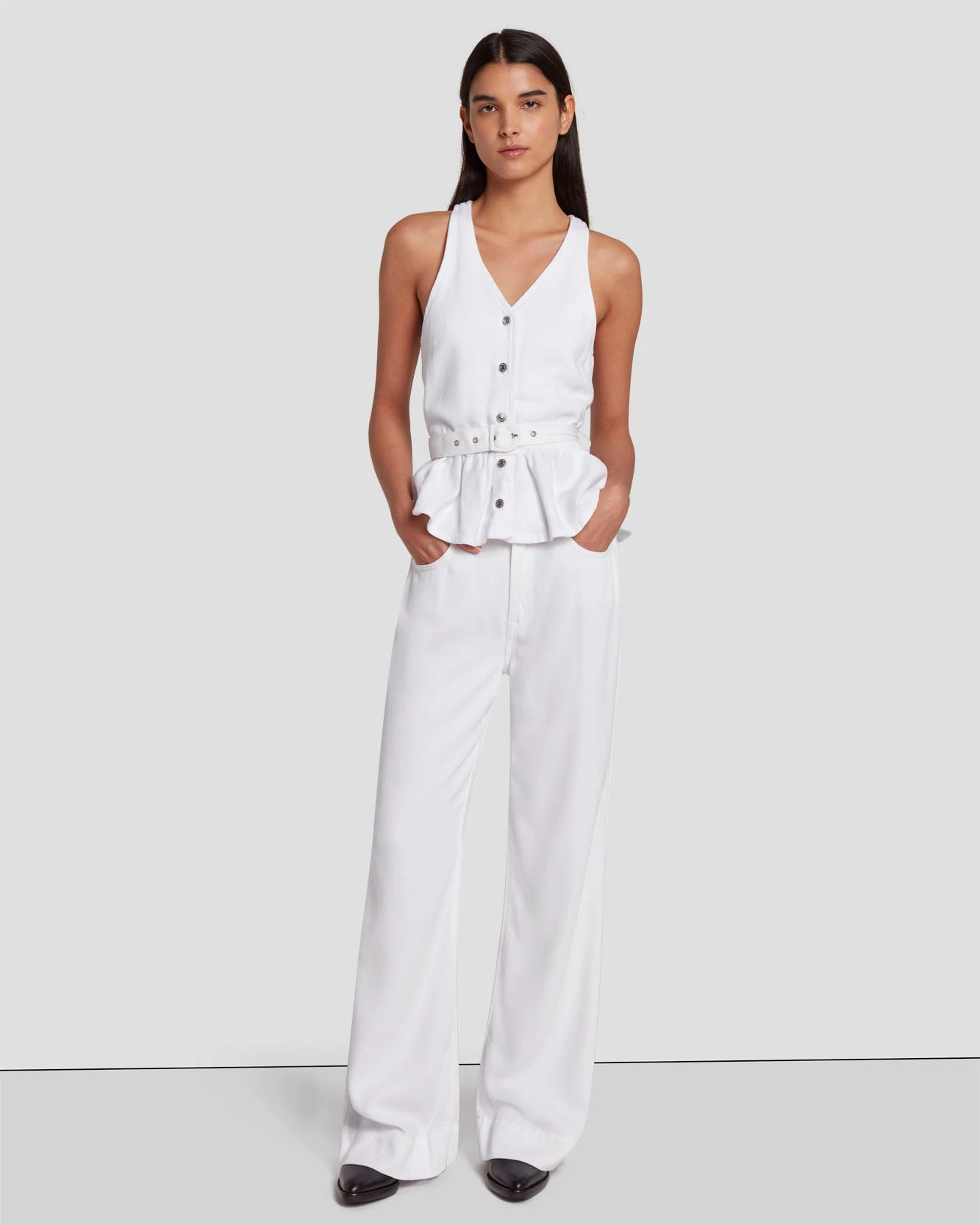 7 For All Mankind Denim Lustre Tailored Vest In Brilliant White 4 7 For All Mankind Denim Lustre Tailored Vest In Brilliant White - Image 2