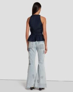 7 For All Mankind Denim Lustre Tailored Vest In Dark Rinse -Sleek Fit Style 7U994786 DR3 4