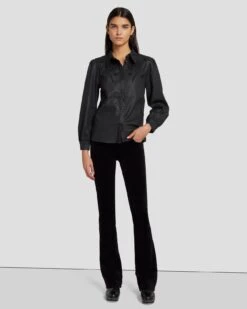 7 For All Mankind Coated Western Shirt In Rabbit Hole -Sleek Fit Style 7U997C48 RBD 6