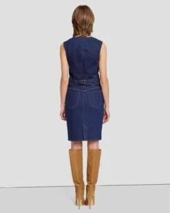 7 For All Mankind Tailored Denim Vest In Magnolia -Sleek Fit Style 7U998767 MAG 4