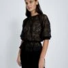 7 For All Mankind Soft Volume Lace Top In Black