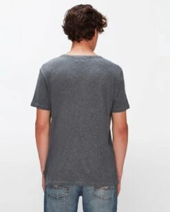 7 For All Mankind Featherweight Cotton Tee In Heather Grey -Sleek Fit Style 7b4e0ff6e9139b2f4e004294646fd305