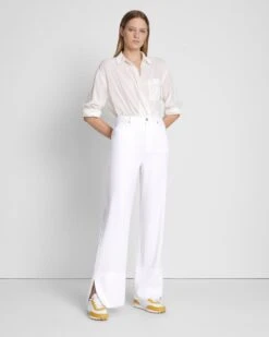 7 For All Mankind Denim Lustre Trouser In Brilliant White