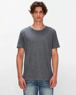 7 For All Mankind Featherweight Cotton Tee In Heather Grey