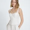 7 For All Mankind Faux Leather Bustier In Antique White -Sleek Fit Style 7n555c33 anw 1
