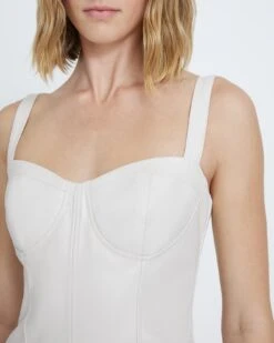 7 For All Mankind Faux Leather Bustier In Antique White -Sleek Fit Style 7n555c33 anw 3