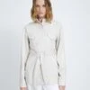 7 For All Mankind Faux Leather Belted Safari Jacket In Antique White -Sleek Fit Style 7n938c33 anw 1
