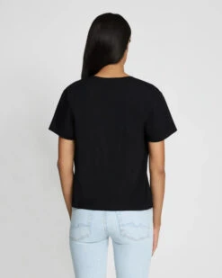 7 For All Mankind Scoop Neck Tee In Black -Sleek Fit Style 7n990353 blk 4 edit