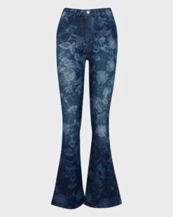 7 For All Mankind Ultra High Rise Skinny Bootcut In Fairytale Floral Indigo