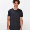 7 For All Mankind Featherweight Cotton Tee In Black