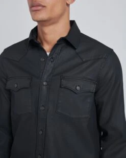 7 For All Mankind Coated Shirt In Black