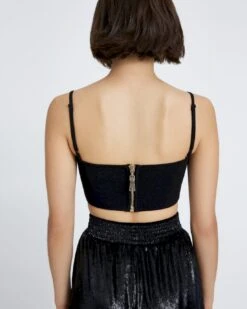 7 For All Mankind Zipper Bandeau Top In Black -Sleek Fit Style 8993cc0253021626b63c9a306f0500b0