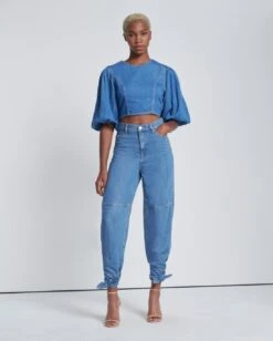 7 For All Mankind Tapered Ankle Tie Jean In Tulip