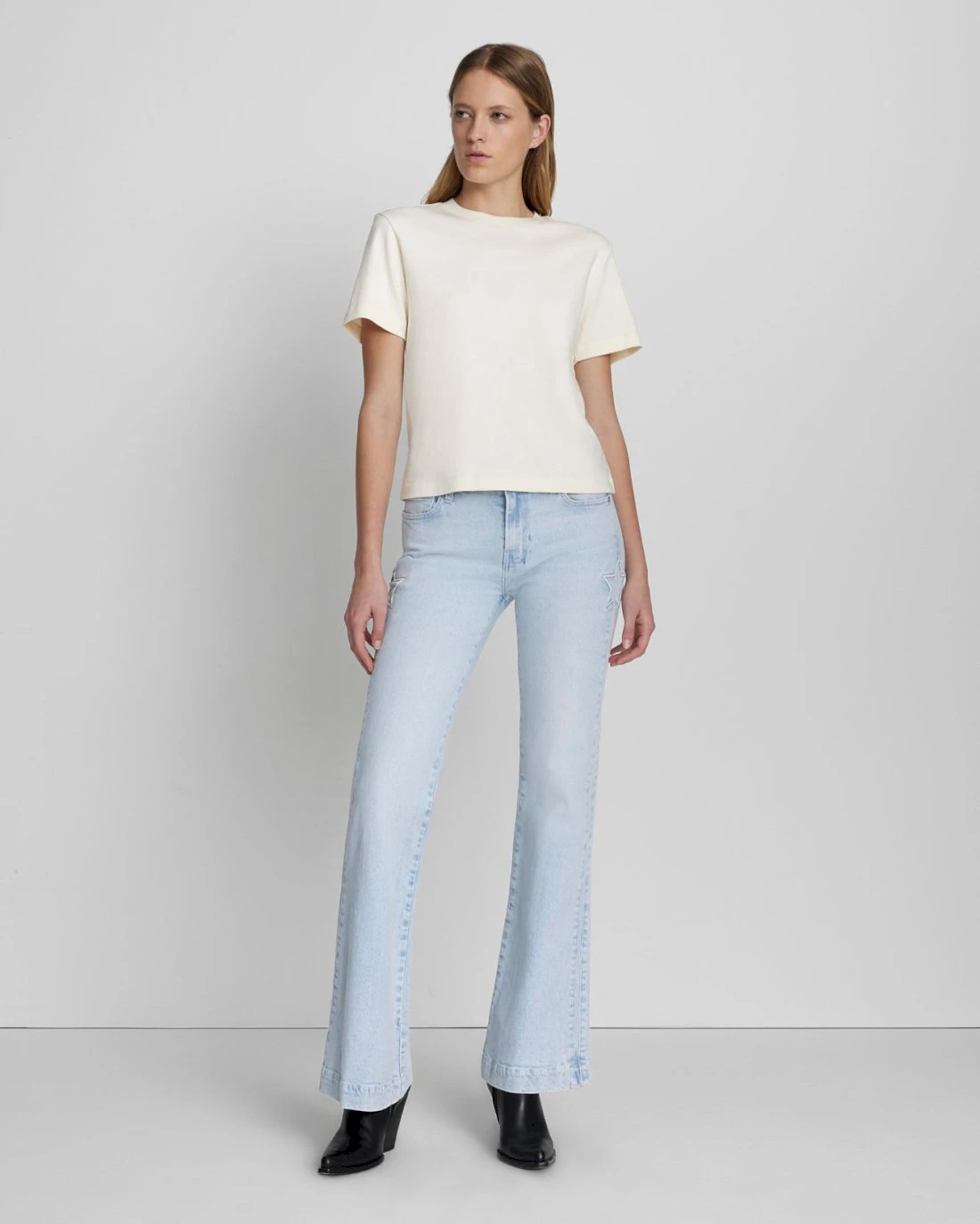 7 For All Mankind Everyday Crew Neck Tee In Antique White 4 7 For All Mankind Everyday Crew Neck Tee In Antique White - Image 2