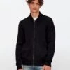 7 For All Mankind Wool Bomber Jacket In Black -Sleek Fit Style b3914b4f3e27920e88443509e614c42e