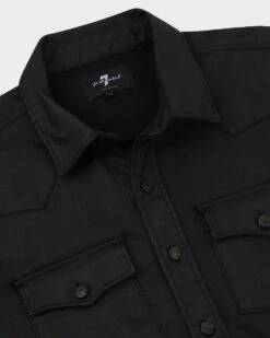 7 For All Mankind Coated Shirt In Black 13 7 For All Mankind Coated Shirt In Black -Sleek Fit Style b3b558fb89493e5692385a6ef6df82f6
