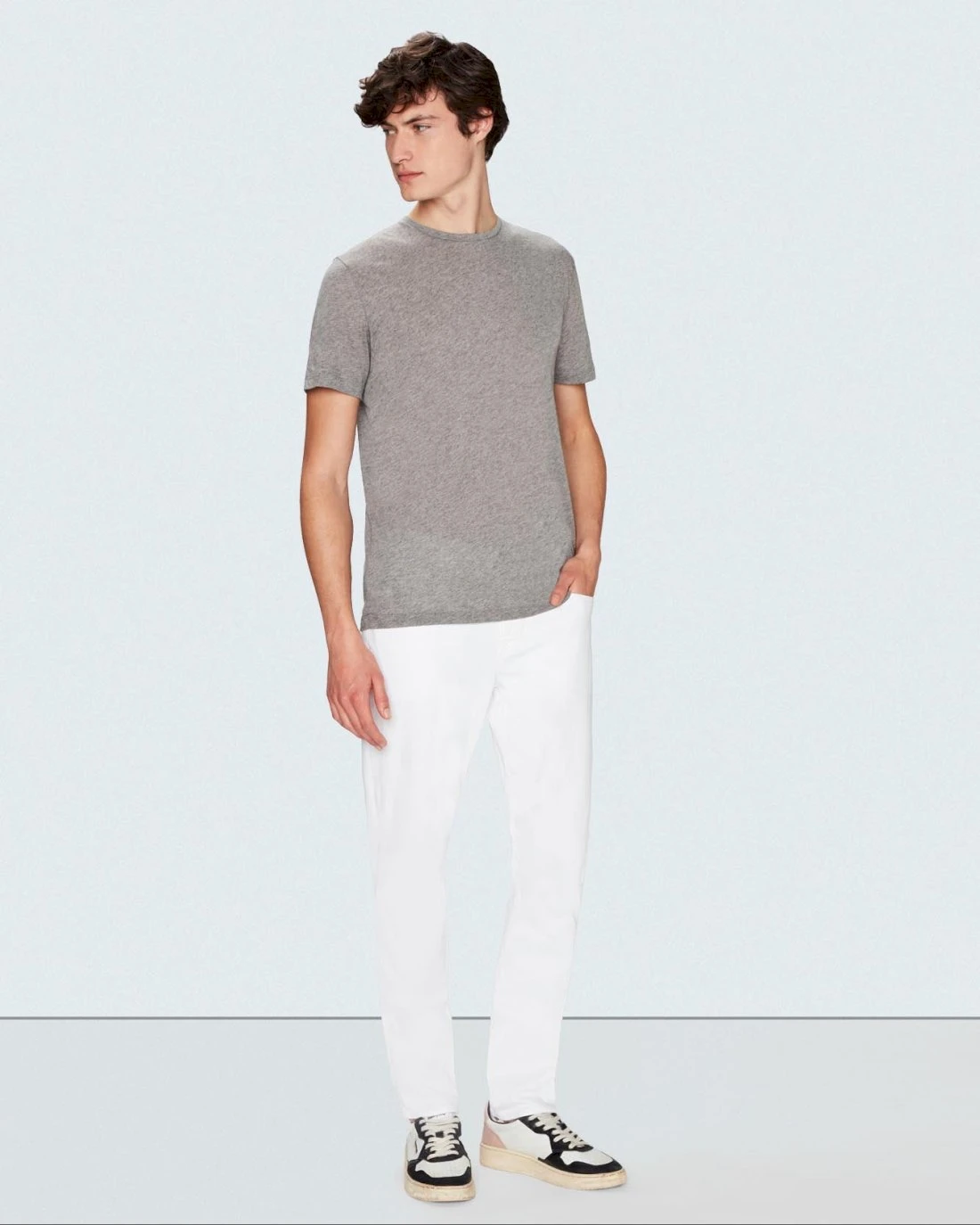 7 For All Mankind Cashmere Blend Tee In Grey Melange 4 7 For All Mankind Cashmere Blend Tee In Grey Melange - Image 2
