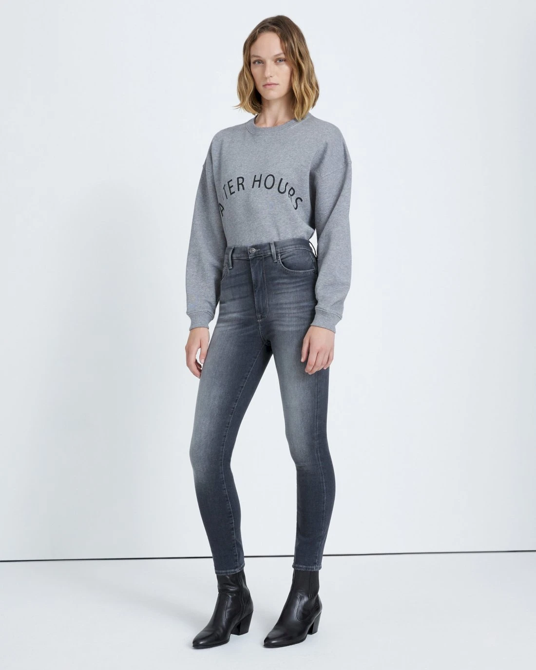 7 For All Mankind B(air) High Waist Ankle Skinny In Grey 5 7 For All Mankind B(air) High Waist Ankle Skinny In Grey - Image 3