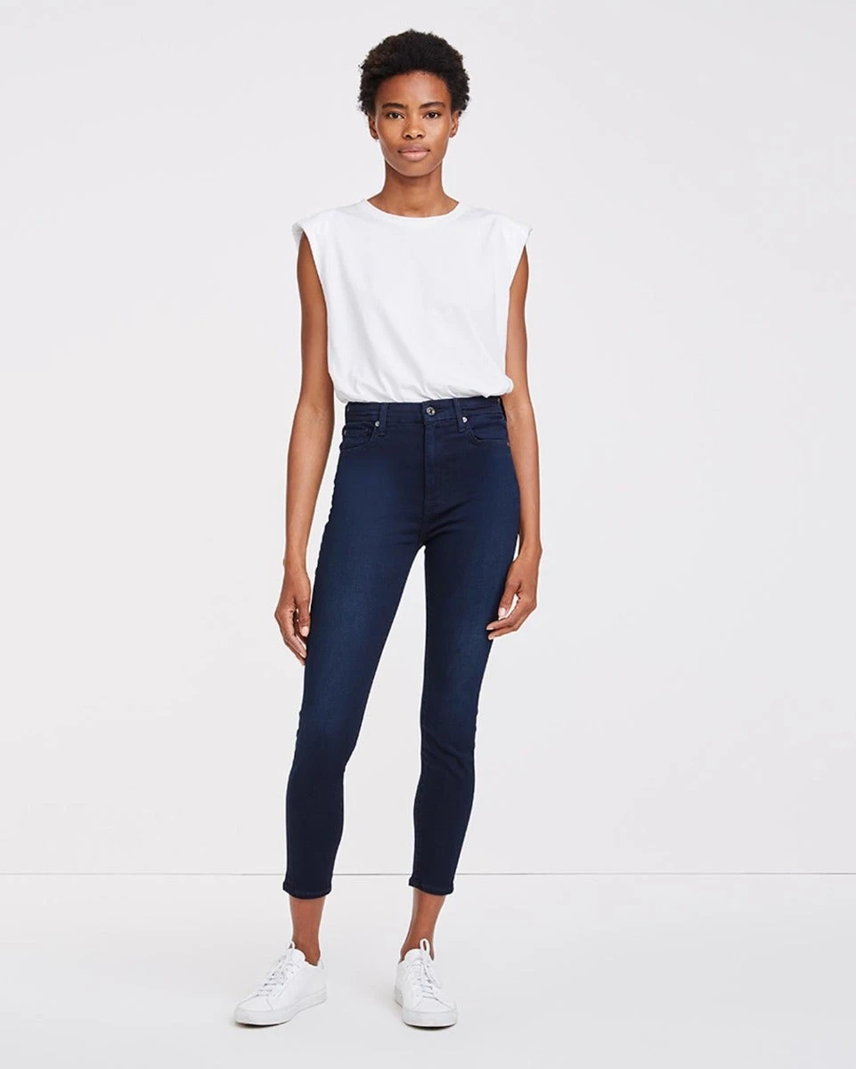 7 For All Mankind Slim Illusion High Waist Ankle Skinny In Twilight Blue 3 7 For All Mankind Slim Illusion High Waist Ankle Skinny In Twilight Blue